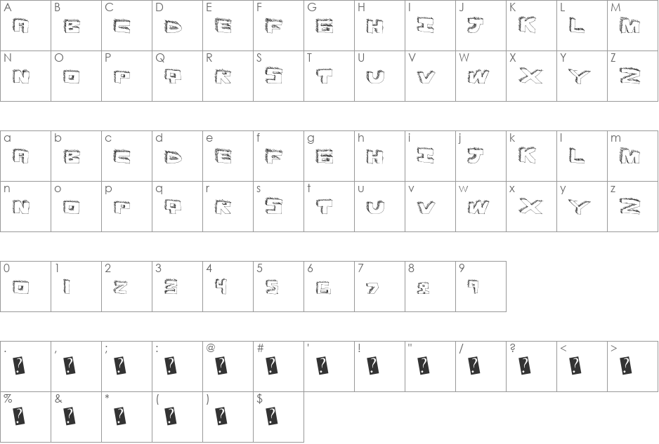 DurhShapes font character map preview