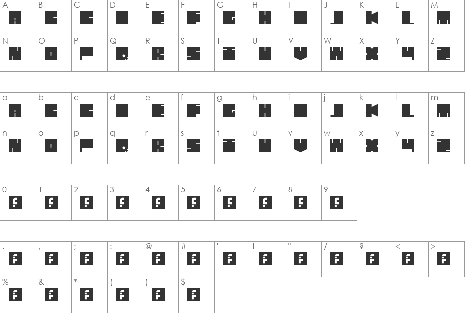 Duro font character map preview