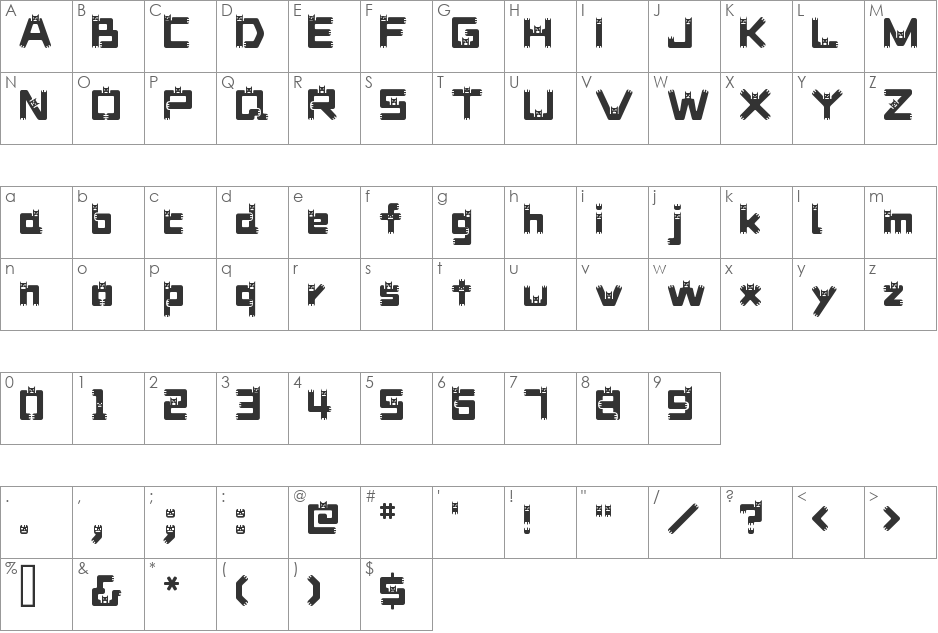 DustDemon font character map preview