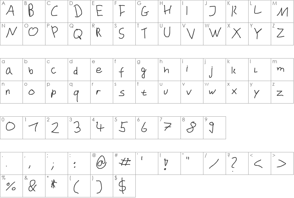 dustinhofont_beta font character map preview