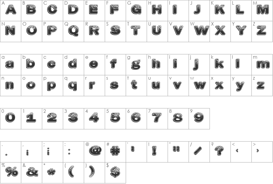 DustyHotels font character map preview