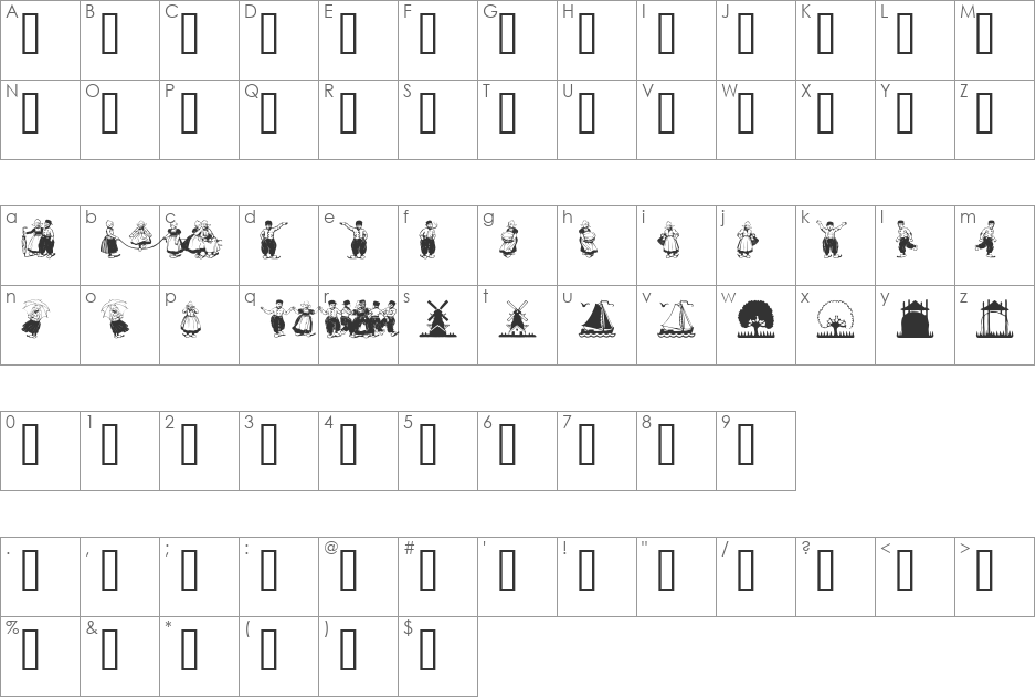 Dutchmen font character map preview