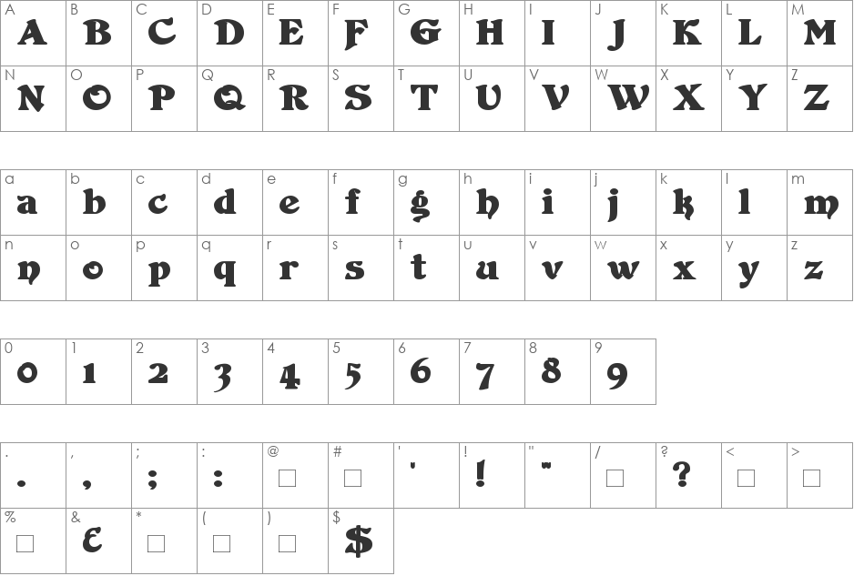DuvallSmallCapsOutline font character map preview