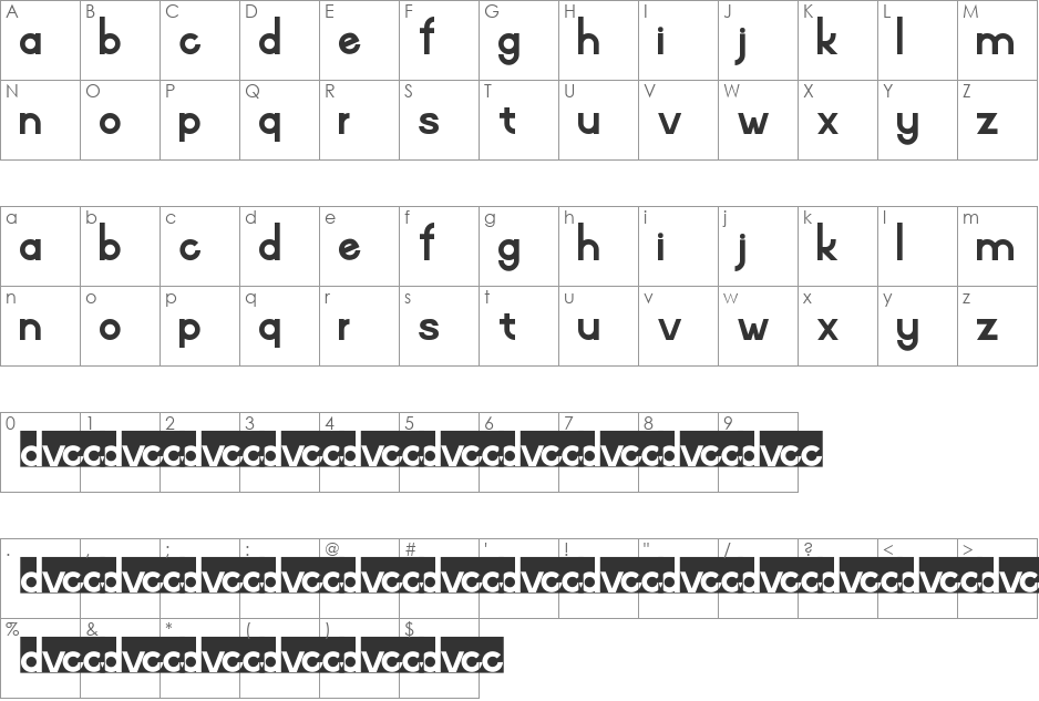 DVCCSupplement font character map preview