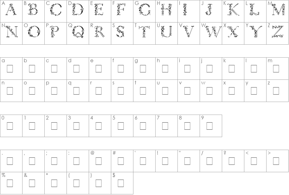 DwigginsFortyEight font character map preview