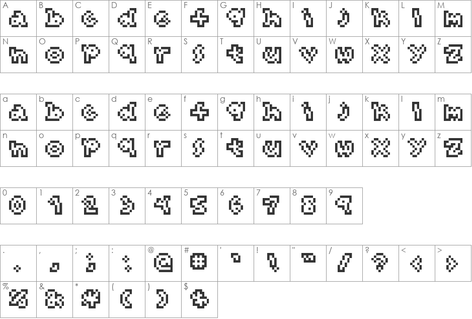 dwt Micro Mask font character map preview