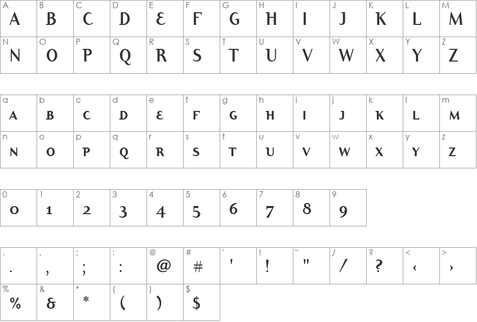 DyadisSCITC TT font character map preview