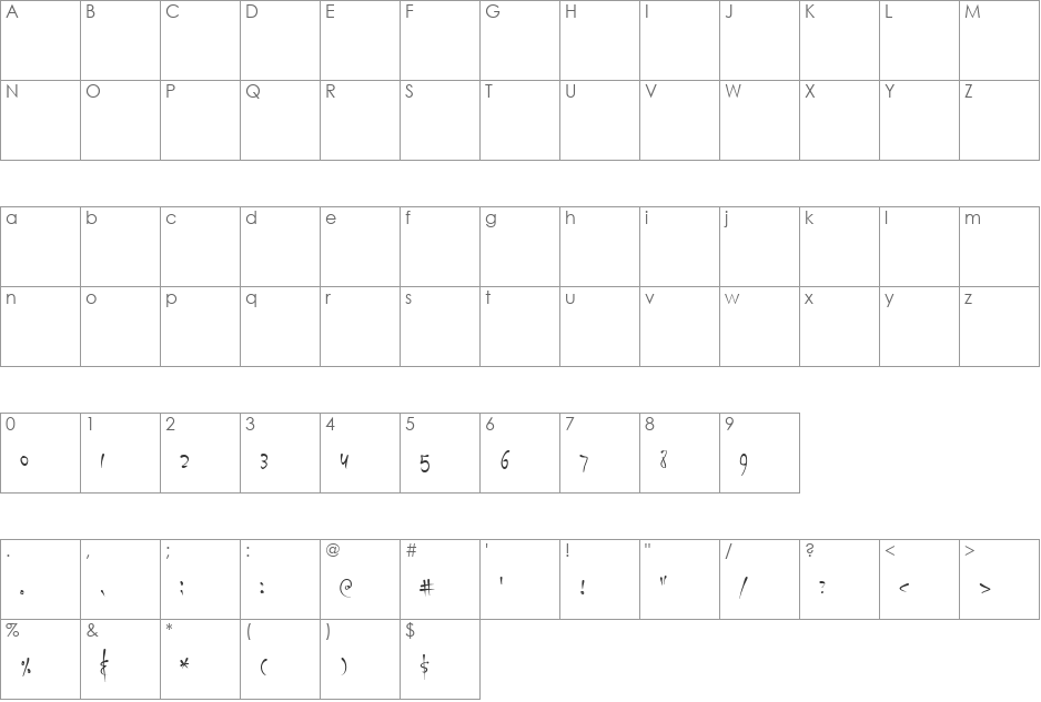 Dybbuk font character map preview