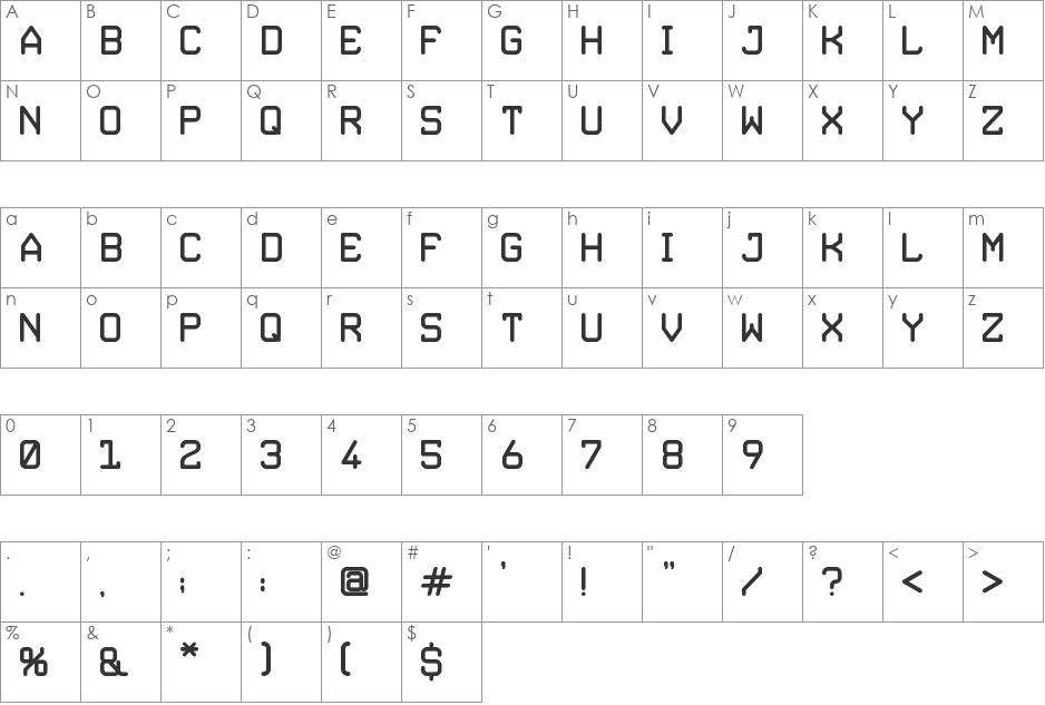 DYLOVA5TUFF font character map preview