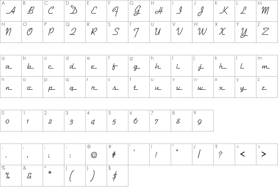 DymaxionScript font character map preview