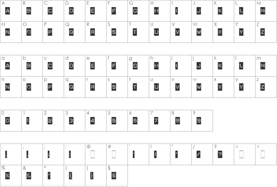 Dymo font character map preview