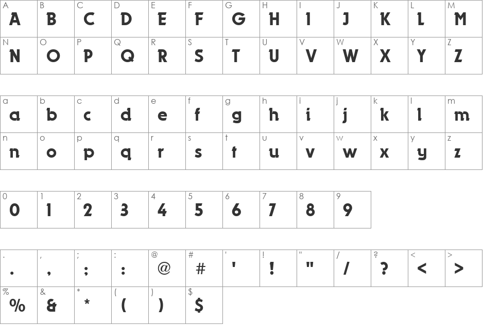Dynamo font character map preview