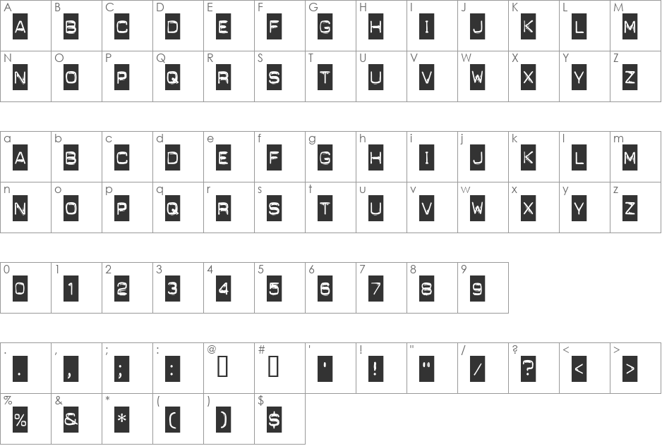 Dynamoe font character map preview