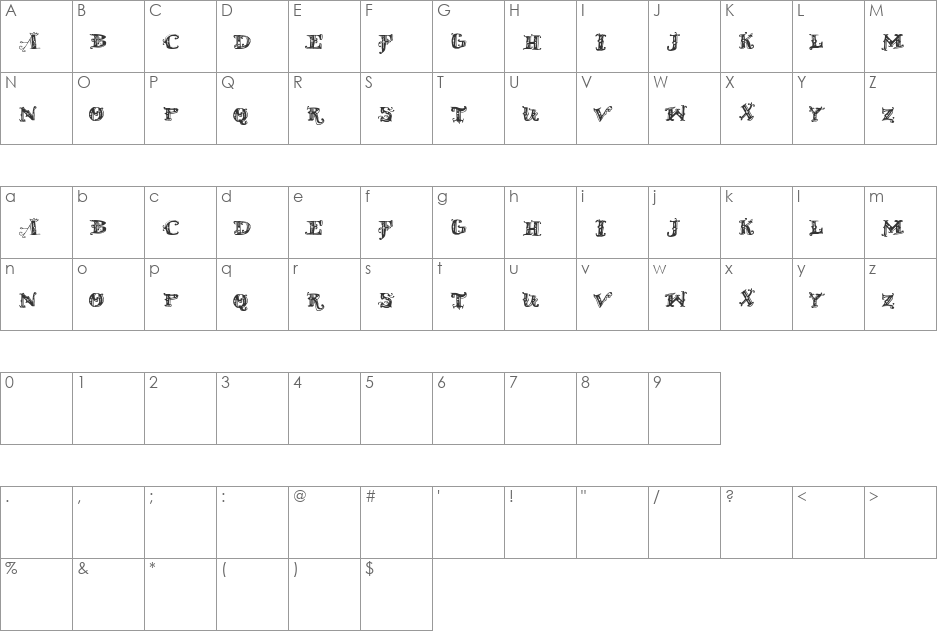 D_OLD MODERN font character map preview