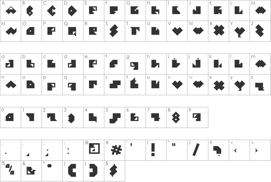 e-Pececito font character map preview