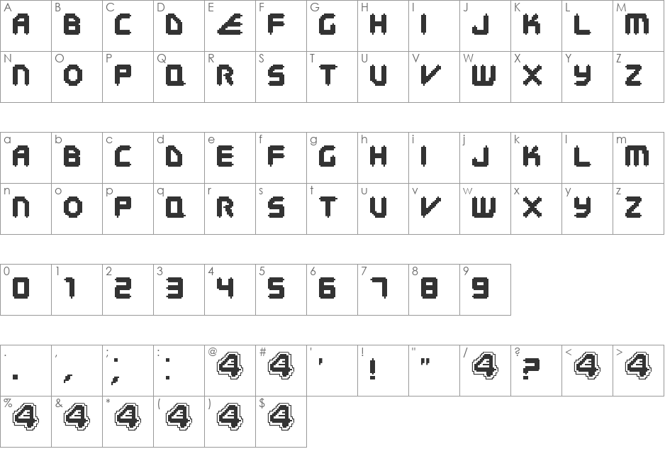 E4 Digital Arcade font character map preview