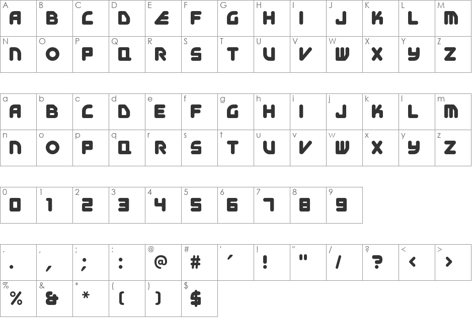 E4 Digital Final font character map preview