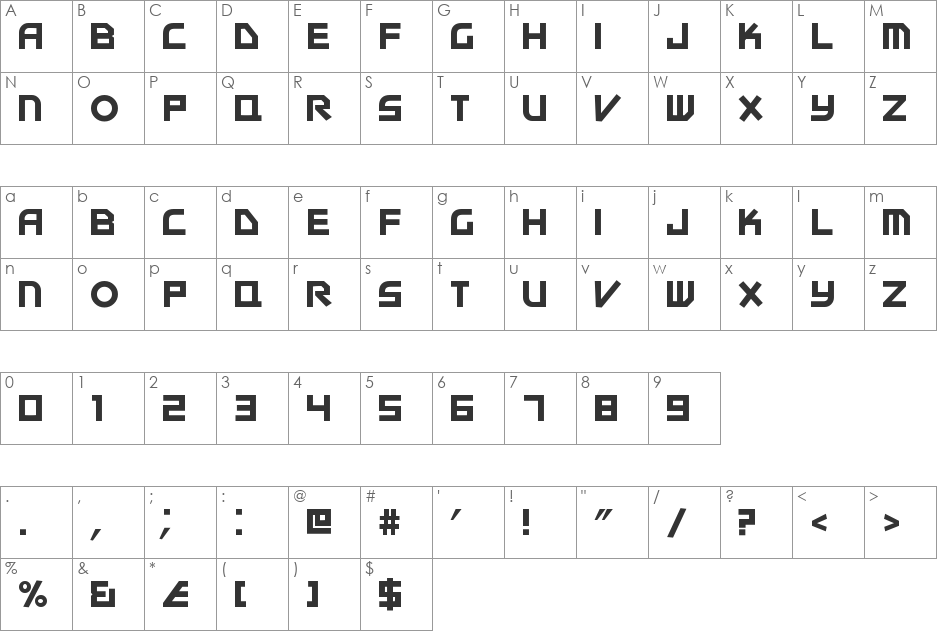 E4Craze font character map preview