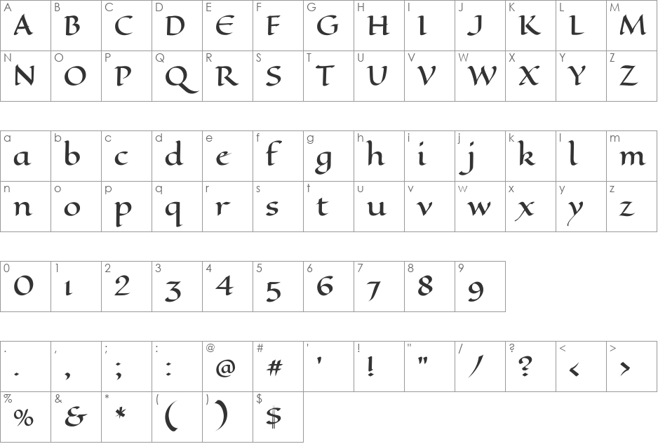 Eagle Lake font character map preview
