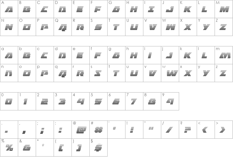 Eagle Strike Gradient font character map preview