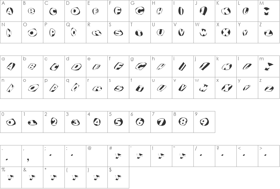 EagleKonfetti font character map preview