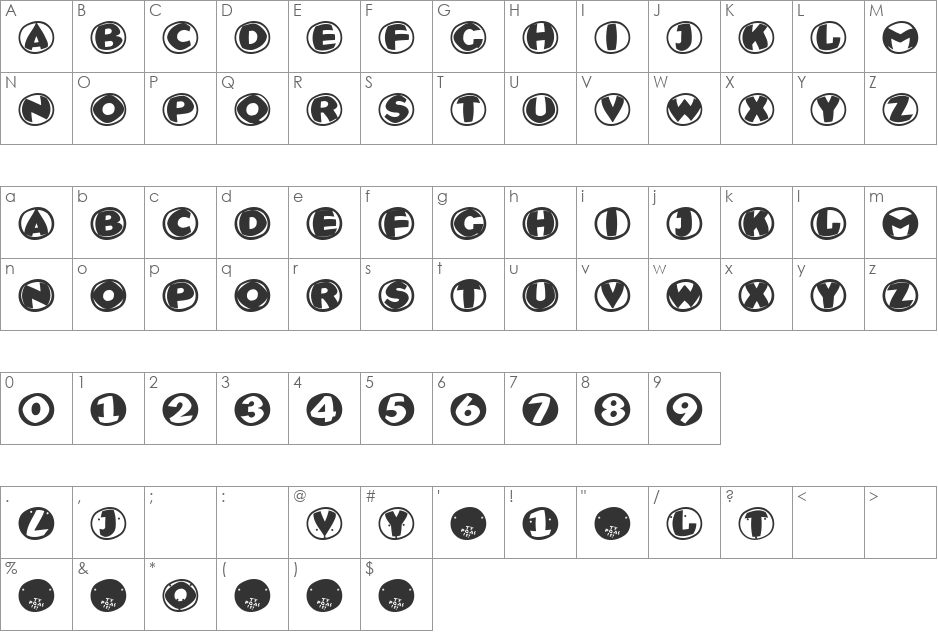 EaglesButtons font character map preview