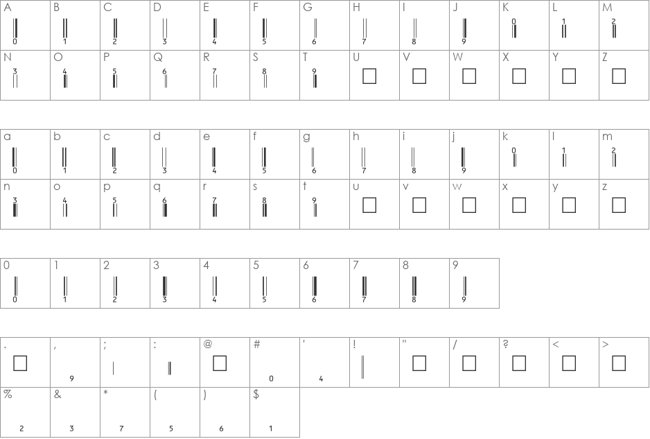 EanBwrP36Tt font character map preview