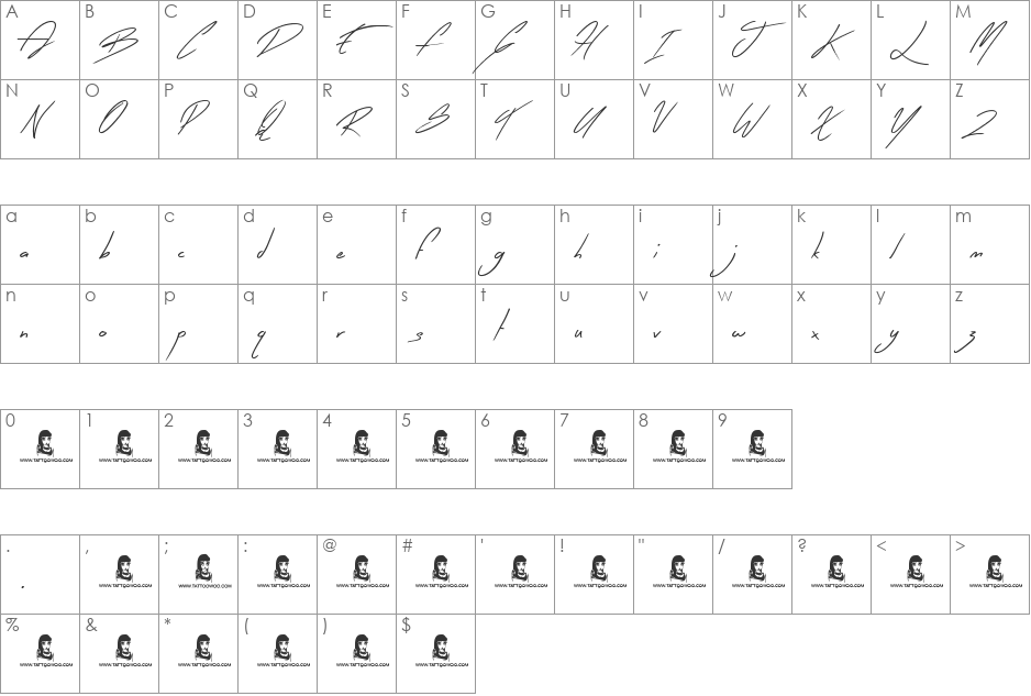 Early Bird font character map preview