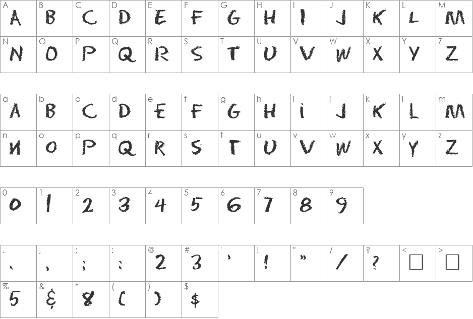 EARNEST font character map preview