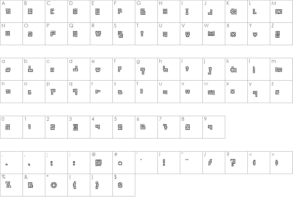 Earth People font character map preview