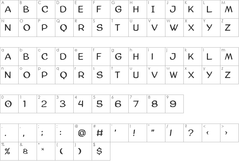 AmazGoDaMatBold font character map preview