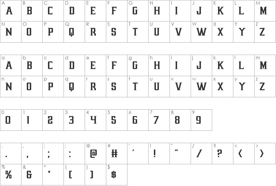 Earthrealm font character map preview