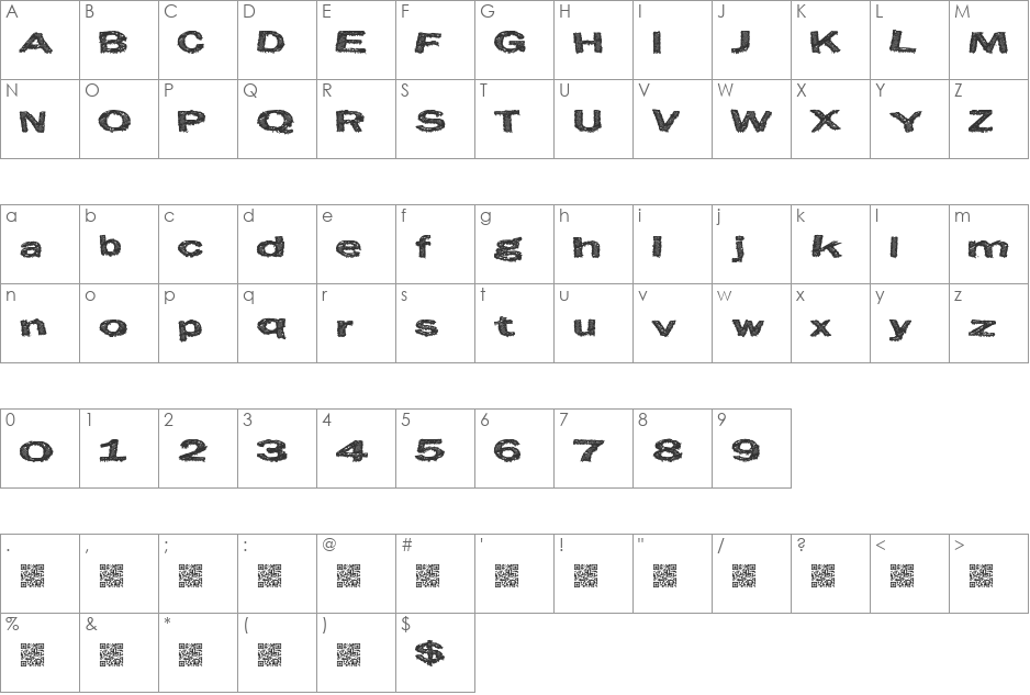EastCity font character map preview