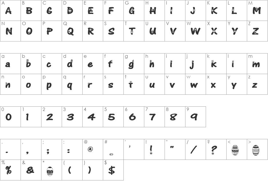 Easter font character map preview