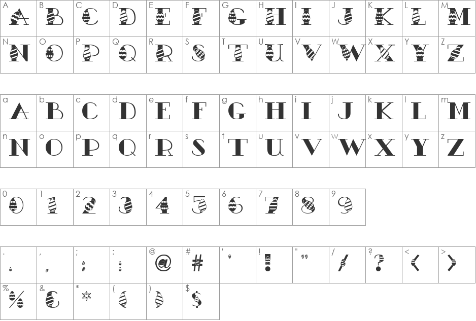 Easter Egg font character map preview