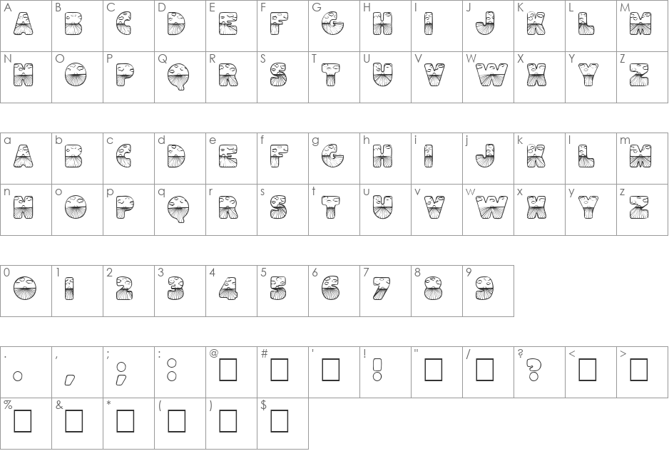 Easter Sunrise font character map preview