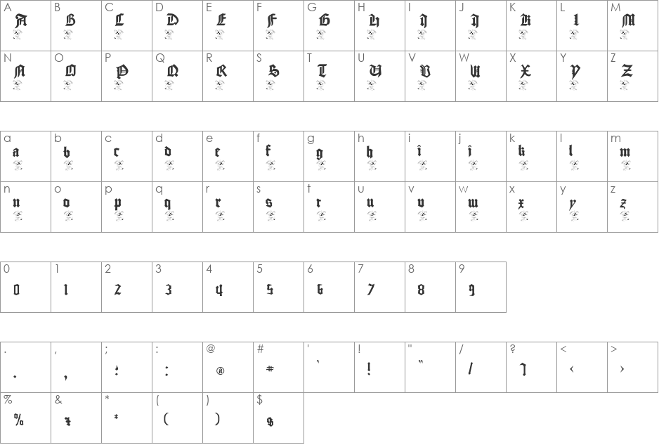 EasterBunny font character map preview