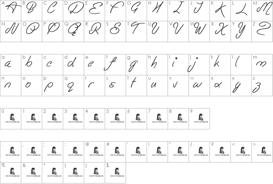 Easy Rider font character map preview