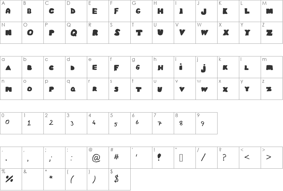 EasyAsABC font character map preview