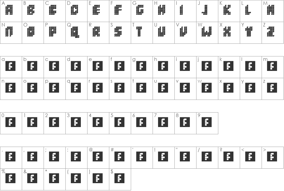 EasyBlack font character map preview