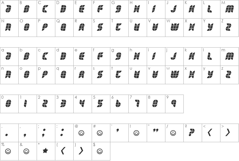 Eat your heart out font character map preview