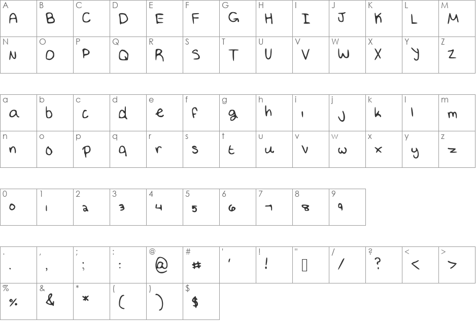 EATMYEGGROLLS font character map preview