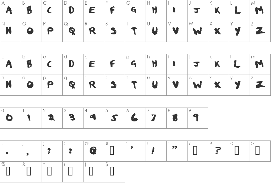 Eau de Toilet font character map preview