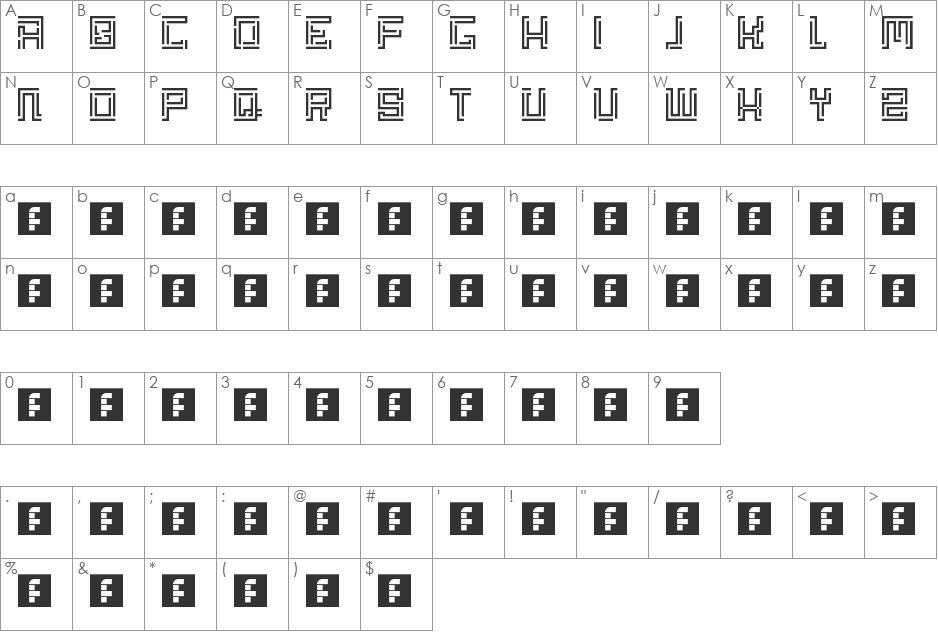 Ecce font character map preview
