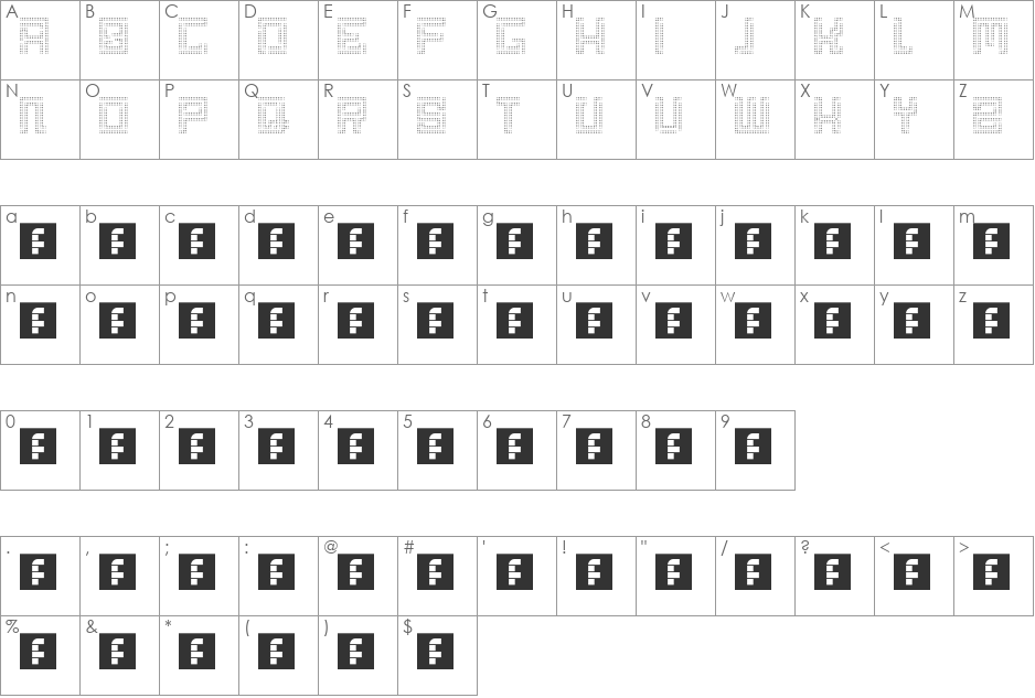eccedot font character map preview