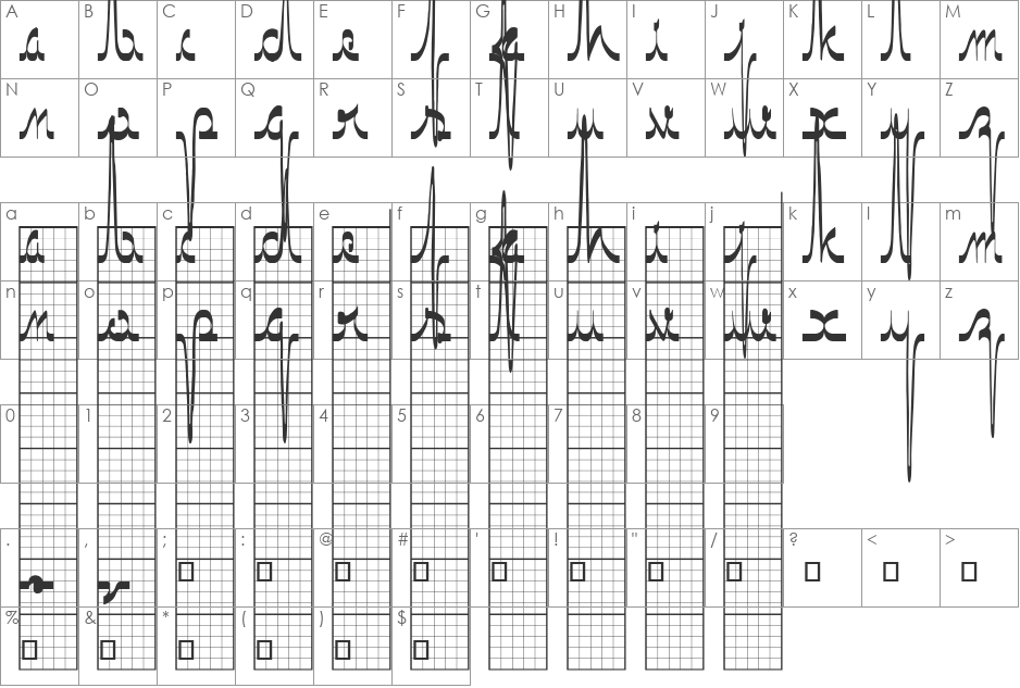 ECG saji font character map preview