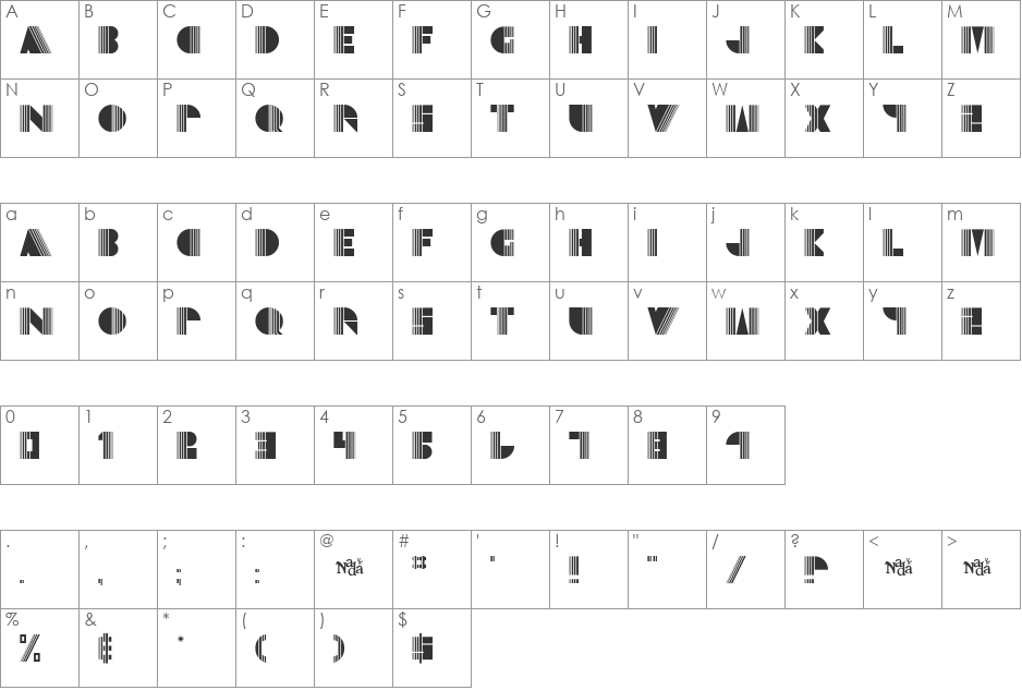 Echo Deco font character map preview