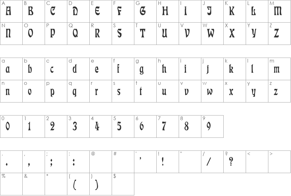 Eckmann Cn font character map preview