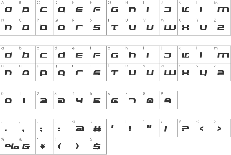 Eclipser font character map preview