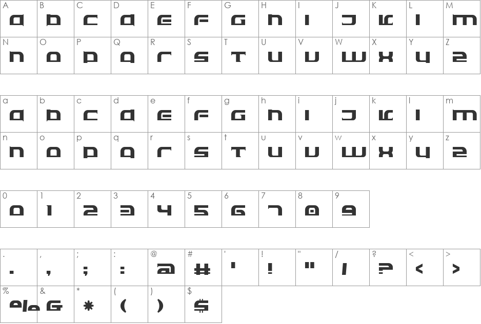 Eclipser font character map preview